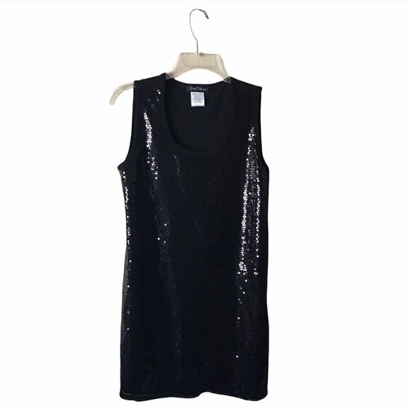 Slinky Brand Tops - NWOT - Slinky Brand Black Sequined Sleeveless Tunic Top
